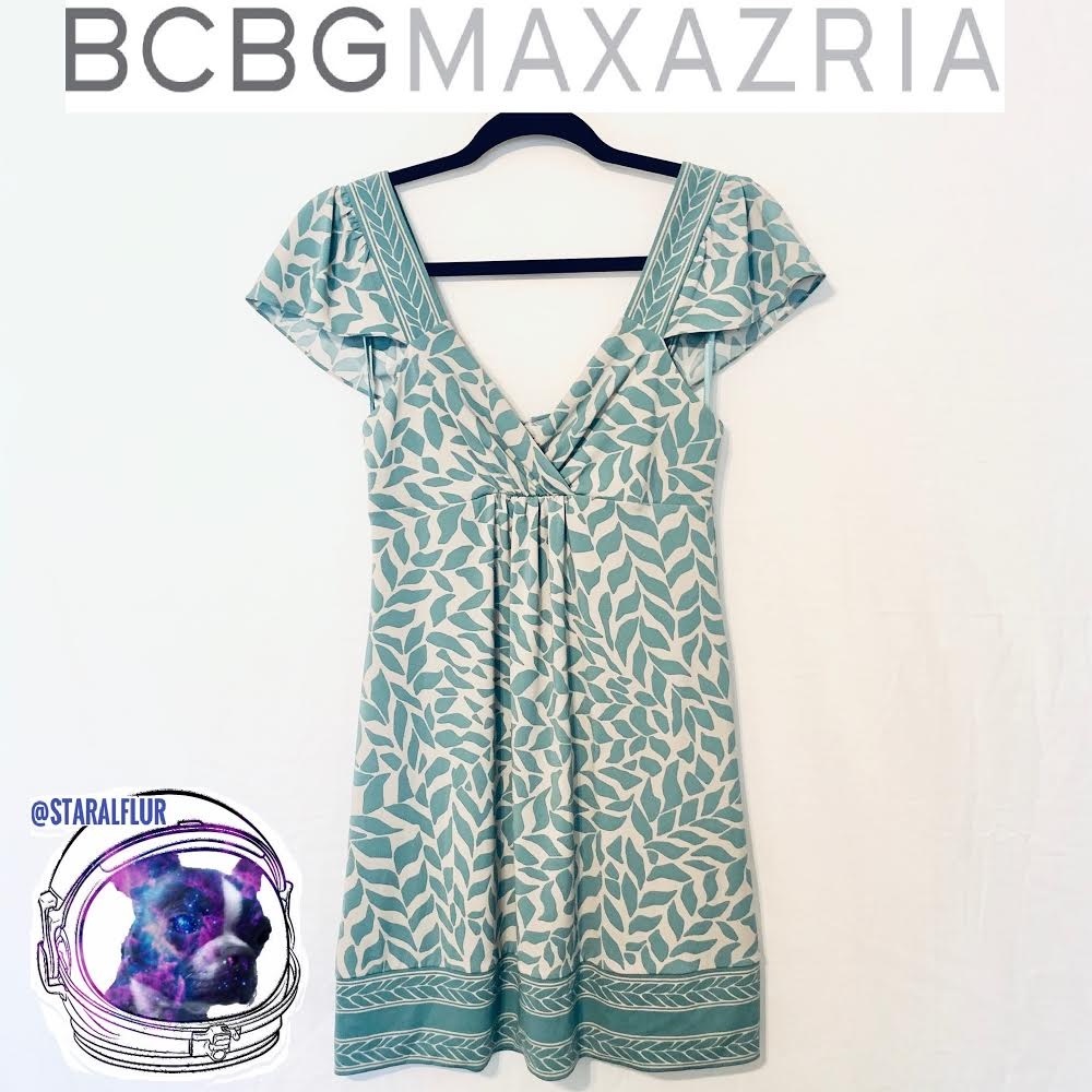 BCBG Maxazria Turquoise & Tan Patterned Dress